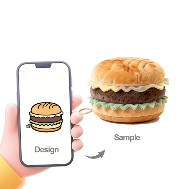 High Quality Custom Made Hamburger & HotDog Soft Plush Toys Cute & Delicious Food Inspired Stuffed Animals for Kids