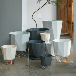 Self Watering Plastic Double Layer Flower Pots Decorative <strong>Planter</strong> <strong>Box</strong> With Wick Rope for House Plants