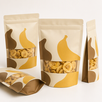 Op maat gemaakte staande ritssluitingszak met venster, voedselveilige aluminiumfolie Mylar zak voor diepvriesgedroogd fruit, bananenchips en snackverpakkingen