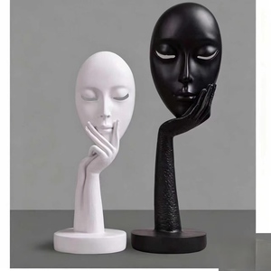 Nordic Creative Abstract Black and White Art Facial Mask Ornament Beauty Salon Decoration Figure Sculpture Crafts - Product Image 6