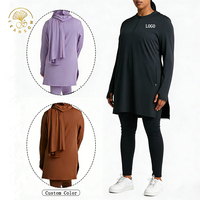 Abaya Traditionnelle à Séchage Rapide la Plus Vendue en Usine, Robe Anti-UV pour Filles, Abayas Musulmanes Élégantes et Modestes pour le Fitness