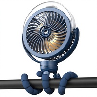 Ventilateur de poussette Wavmill avec brumisateur, batterie 5000 mAh, lumière LED portable, rotation à 360°, ventilateurs de refroidissement personnels, trépied flexible