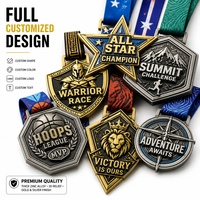 Op maat gemaakte All Star Summit Race zinklegering medaille met 3D logo en lint voor Warrior evenement, competitie, ceremonie, toernooi, finisher.
