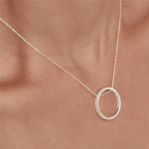 Collar de Acero Inoxidable con Colgante de Anillo de Mensaje Secreto Personalizado, Minimalista, con Círculo Interior - Product Image 4