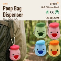 Distributeur de sacs à déjections pour animaux de compagnie BPlus personnalisable, apparence adorable, rangement pratique, facile à utiliser, durable, en silicone longue durée