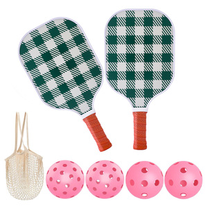 Ensemble de raquettes de pickleball tendance en fibre de verre de haute qualité pour l'extérieur avec sac de filet à motif quadrillé/rayé/floral et structure en nid d'abeille - Product Image 5