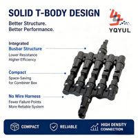 Conector en T YQYUL IP67 Impermeable, 7 Puertos, Divisor Paralelo para Panel Solar, 6 en 1, Macho y Hembra