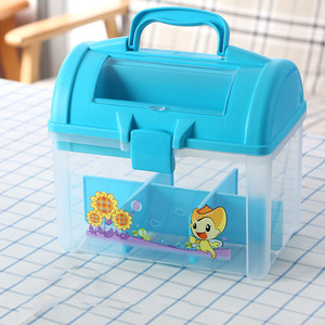 Childrens Medicine <b>Storage</b> <b>Box</b> Multi Compartment Plastic Organizer With Handle For Jewelry Parts And Toys <b>Blue</b> Color - Product Image 1