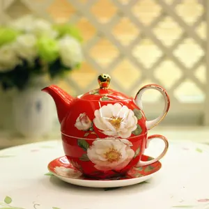 Özelleştirme demlik bir kişi porselen çaydanlık fincan ve çay tabağı hediye kutusu ambalaj ile