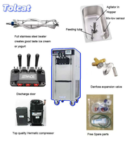 Machine à glace molle professionnelle 3 saveurs, portable, en acier inoxydable, pour restaurant, café, snack-bar, haute efficacité