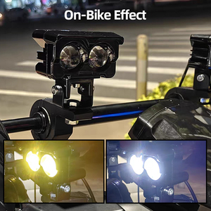 Dual Lens <b>LED</b> Motorcycle <b>Spot</b> Light White Yellow Dual Color Hi/Lo Beam Fog Lamp - Product Image 4