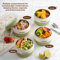 Isolierte 316 Edelstahl Doppelstöckige Bento-Box 4 Fächer Retro-Stil Mikrowellengeeignet Auslaufsicher Tragbare Lunchbox