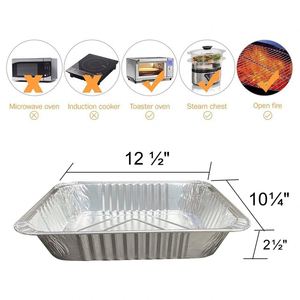 <b>Aluminium</b> Rectangle Disposable Food <b>Container</b> 2 Portion 1000ml 2.25lb 22x16x5cm Plastic Lid - Product Image 3