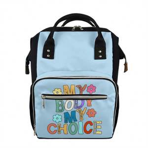 Borsa per pannolini per bambini viaggio il mio corpo mia scelta lettere diritti delle donne fiori rosa stampa borsa per pannolini madre personalizzata mamma zaino pannolino - Product Image 6