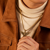 Collar con Colgante de Águila de Acero Inoxidable Estilo Punk Rock para Hombre, Collar con Colgante de Alas de Águila, Joyería de Regalo, Chapado en Oro de 18K