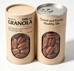 Custom Food-grade Paper Tube Packaging With <b>Window</b> For Nuts Recyclable Food Container Four Color Printing - Product Image 1
