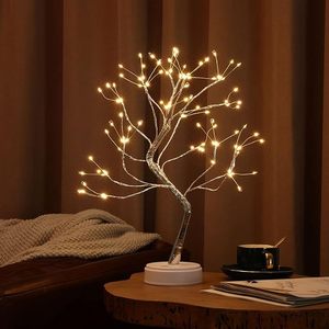Luz de Noche LED de Escritorio Personalizada de Fábrica con Forma de Árbol Bonsái Plateado, Cuerpo de Metal, Base de Plástico y Hojas Doradas de <span class=keywords><strong>Perla</strong></span> para Decoración Navideña - Product Image 2