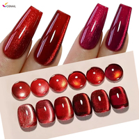 Vernis à ongles en gel pour les yeux de chat rouge cerise 15ml Vernis rubis personnalisé à base d'eau à la française Fournisseur de marque privée