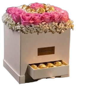 Valentine's Day Flower Gift Box Rectangle Drawer Bucket Holder Magnetic Closure Ribbon for Candies Birthday Gifts Recycled <b>Paper</b> - Product Image 1