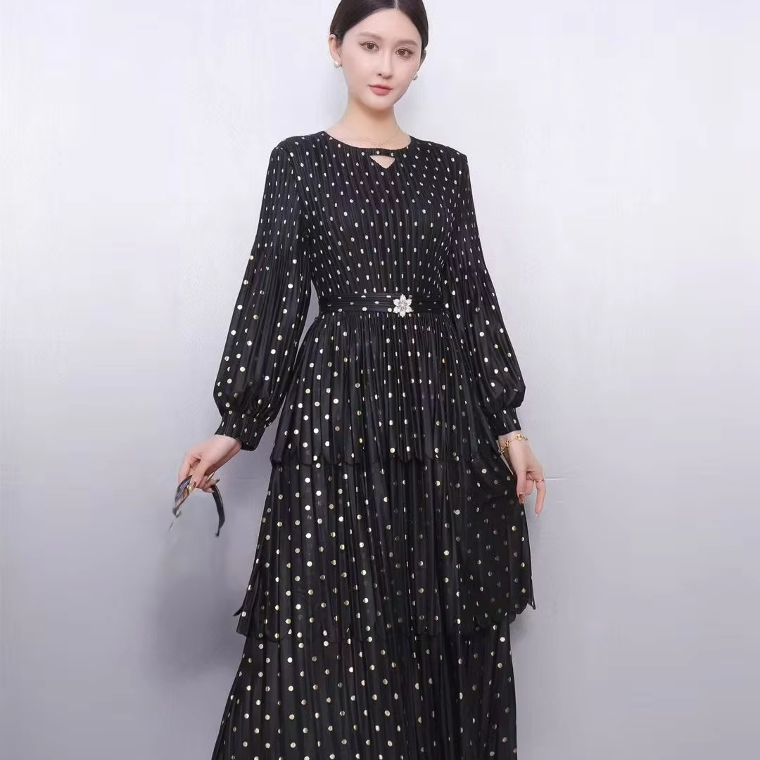 slim fit dress slacks Black Gold Dot Sleeveless Dress* – Flowers By Zoe Clothing main image 1