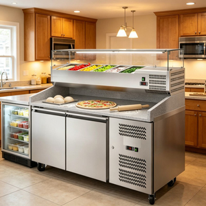 Premium Grade Refrigerated Prep Table Solid Granite Worktop Clear Glass <b>Cover</b> Commercial Cooling Workbench for Restaurant Cafe - Product Image 6