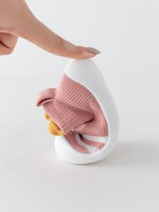Chaussons-chaussettes tricotés rayés marron foncé à revers, avec languette de traction, semelle souple et flexible en TPE antidérapante, vente chaude, prêts à l'expédition en gros - Product Image 3