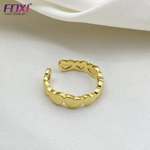 2022 nuovo anello di gioielli da donna di moda <span class=keywords><strong>dorato</strong></span> in <span class=keywords><strong>argento</strong></span> Sterling 925 liscio a forma di cuore - Product Image 2