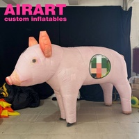 Ballon gonflable de cochon assis, mascotte de cochon rose gonflable de mascotte de dessin animé