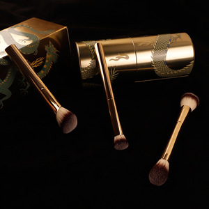 Cangzhou <b>Makeup</b> Brush Set 3-Piece Synthetic Hair Metal Handle Foundation Brushes With Holder And <b>Box</b> Dragon Design - Product Image 2