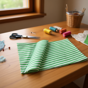 Tessuto a righe Ilan 100x150 cm colore verde per progetti di artigianato e cucito - Product Image 3