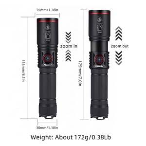 Senter LED 4 Warna Dapat Diperbesar Putih/Merah/Hijau/Biru Pengisian Daya USB untuk Memancing Berkemah Berburu Fotografi Selfie Mendaki - Product Image 6