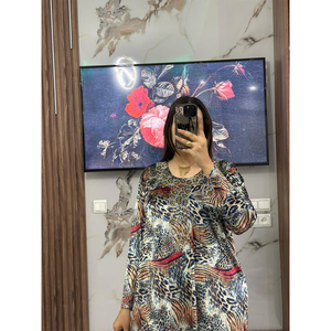 Lujosa Abaya Larga de Terciopelo de Seda Bordada con Flores, Transpirable, para Verano, Elegante, Modesta, de Corte Holgado, Vestido de Noche Tipo Caftán - Product Image 2