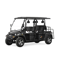Voiturette de golf électrique surélevée 6 places, 4 sièges orientés vers l'avant, 2 vers l'arrière, toit rigide, pare-brise, tout-terrain, certifiée CEE, autonomie 70-90 km, 2 roues motrices