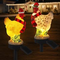 Lampes solaires à piquet en forme de coq, jolies statues de dessins animés, sculptures de coqs, lampes solaires de jardin pour la décoration artistique de patio et de cour