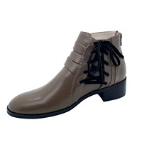 Sepatu bot Ankle kulit sapi asli kustom profesional sepatu bot tumit pemakaian keras gaya baru penutup ritsleting penambah tinggi untuk musim gugur