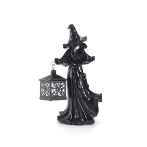Halloween Witch Resin Figurine <b>Black</b> Robe <b>Lantern</b> Outdoor Decoration Waterproof Gothic Style W404 - Product Image 5