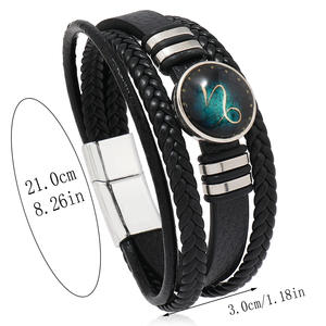 Offre Spéciale 12 Bracelet en cuir du zodiaque pour hommes de haute qualité cadeau de mode Bracelet de bijoux du zodiaque - Product Image 5