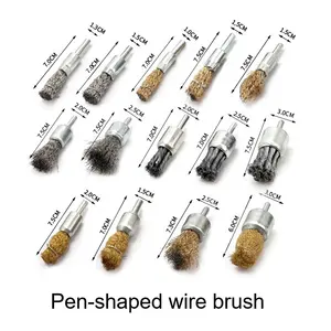 Vari tipi di spazzole in filo di acciaio Spazzole per la pulizia del filo di rame in Nylon spazzole metalliche piatte a forma di penna