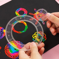 Set kertas gambar anak-anak, Kit kerajinan seni desain spirograf 22 buah, Set mainan menggambar anak-anak, kaus ajaib pelangi