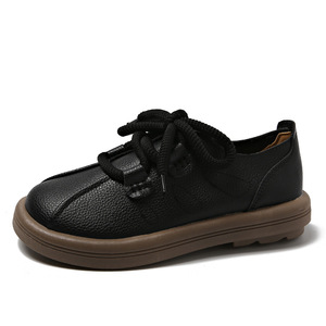 Mocassins à lacets grande taille à semelle plate pour femme, nouvelle collection automne, bout rond, semelle souple, petites chaussures en cuir - Product Image 6