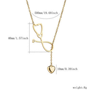 Placcato oro titanio acciaio medicale ciondolo strass stetoscopio collana per medici infermieri maglia catena accessorio da sposa - Product Image 5