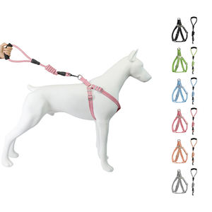 Produk hewan peliharaan Aksesori anjing bahan lembut dapat disesuaikan bergaris grosir tali anjing kucing dan set tali kekang dengan tali hewan peliharaan - Product Image 6