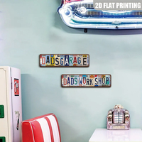 Letrero Metálico Vintage con Collage de Letras 'Dads Workshop', Arte de Pared Retro Desgastado para Taller y Cuarto de Hombre