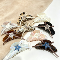 Nouvelle Pince à Cheveux Étoile de Mer en Acétate, Personnalisée, Élégante, de Niche, Type Requin, pour l'Arrière de la Tête, Accessoire Capillaire pour Femme