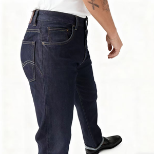 Jeans de marque <span class=keywords><strong>501</strong></span>, jeans amples droits délavés à la pierre, personnalisés en usine, pour hommes, streetwear d'hiver, hip-hop, décontracté, avec logo - Product Image 1