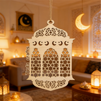 Décoration de Ramadan en bois à suspendre, forme lanterne de mosquée, décorations islamiques du Ramadan