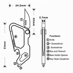 LFEDC Cadeau de haute qualité pour père ou petit ami, mousqueton multi-outils portable en alliage de titane <span class=keywords><strong>T6</strong></span> pour hommes - Product Image 6