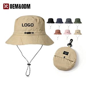 Customized Summer UV <b>Sunscreen</b> Men's and Women's <b>Waterproof</b> Fishing Hats Outdoor Hiking Bucket Hats Adjustable with Storage Bag - Product Image 1