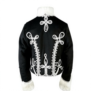 Men's Vintage Hussar Jacket Uniform Style Black <b>Woolen</b> Coat with Fur Collar and Sleeve Cuffs - Product Image 2