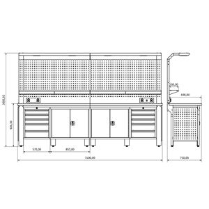 Établi en métal industriel robuste de qualité supérieure du fabricant turc Proline Plus + Combo 3101 Roulement de construction en acier de qualité supérieure - Product Image 4